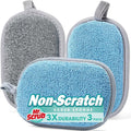 Sponges Kitchen Dish Sponge for Washing Dishes Cleaning Kitchen, All-Purpose, 3 Pack, Non Scratch, Rough Scrubbers Side for Non-Stick Cookware, Soft Microfiber Scrub Side for Dishes, Mr. Scrub