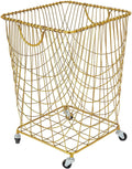 Deco 79 Metal Square Storage Cart with Wheels and Handles, 16" x 17" x 24", Gold