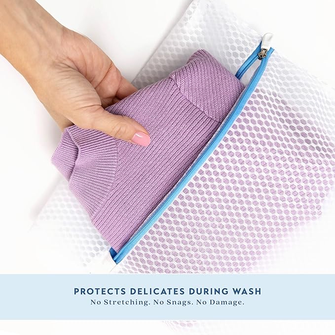 ELYN Mesh Laundry Bags, 3 Pack Medium (12” x 16"), Ultra Durable Honeycomb Mesh Bags With Anti-Rust Zipper for Washing Delicates & Protect Clothes, Laundry Room Organization Essentials