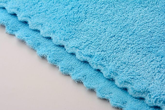Ultra Soft Edgeless Microfiber Cleaning Towel Pack of 12, All-Purpose Multipurpose Plush 12' x 12' Cleaning Towels, Super Absorbent (Blue)