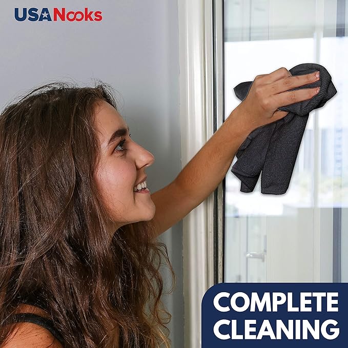 USANOOKS Premium 300GSM Microfiber Cleaning Cloth - 12.5"x12.5" High Performance - 1200 Washes, Ultra Absorbent Microfiber Towels for Cars Undercarriage, Rims & Engine Bay Cleaning - Microfiber Cloth