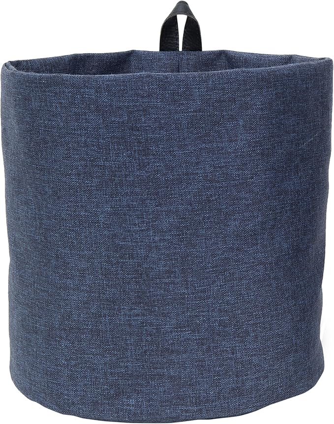 Bigso Soft Hang Around Hanging Storage Basket Large | Hanging Wall Basket for Organizing Everyday Necessities | Collapsible Wall Hanging Storage Basket for Closets | 8.7″x8.7″ | Large | Blue