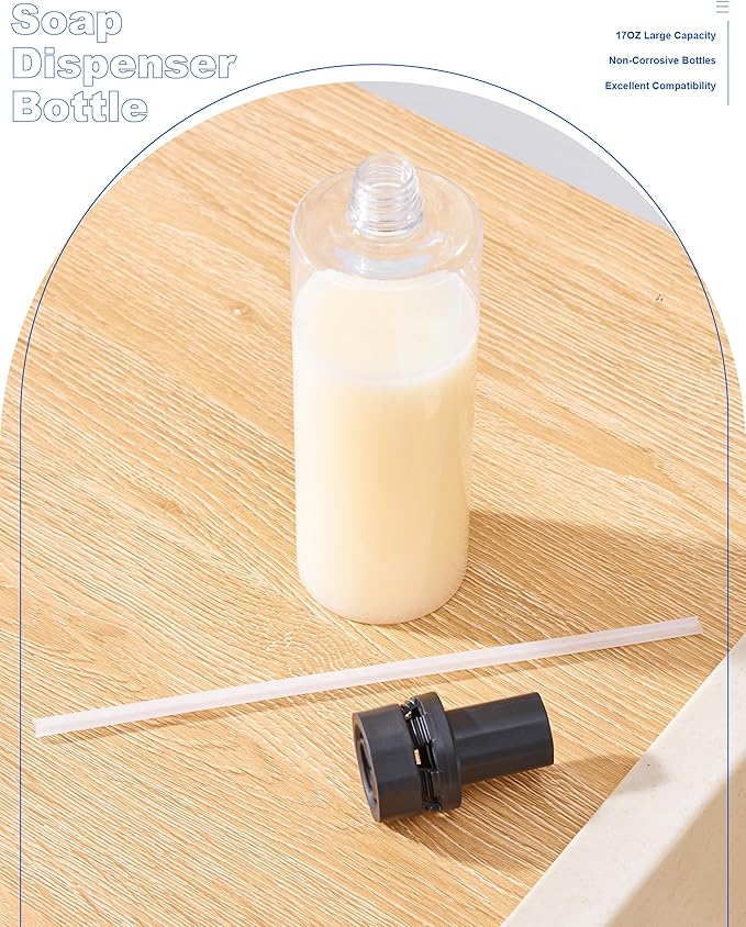 Updated Soap Dispenser Bottle for Kitchen Sink Replacement - 500ML/17oz Soap Bottle - A Replacement for Your Soap Dispenser, Please Confirm the Adapter Maximum Connection Size Before