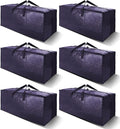 Heavy Duty Extra Large Moving Bags W/Backpack Straps - Strong Handles & Zippers, Storage Totes For Space Saving, Fold Flat, Alternative to Moving Box and Storage Bin (Set of 6, Blue)