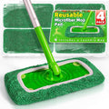 Reusable Microfiber Mop Pads Compatible with Swiffer Sweeper Mop - Heavy Duty Wet Pads Refill & Washable Wet Cloths for Multi-Surface Floor Mopping - Stubborn Stains Removal (Forest Green ）