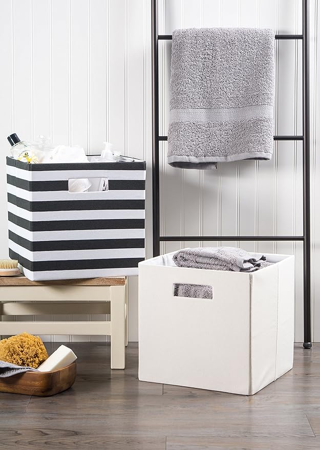 DII Poly-Cube Storage Collection Hard Sided, Collapsible Solid, Large, Off White