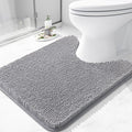 Arotive Bathroom Toilet Rugs U Shaped 24x20, Extra Soft Absorbent Shaggy Chenille Contour Bath Rugs for Toilet, Machine Washable Non-Slip Contoured Bath Mats, Grey