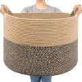 Goodpick Extra Large Wicker Storage Basket, 83L Woven Blanket Storage for Living Room, Round Baby Basket for Clothes, Big Laundry Hamper for Pillow, 21.7 x 13.8 inches