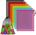 6PCS Multicolor Mesh Bag Drawstring, 14 x 17 Inch Net Bag with Lock, Multipurpose Storage Bags for Gym, Laundry, Balls, Beach and Toys