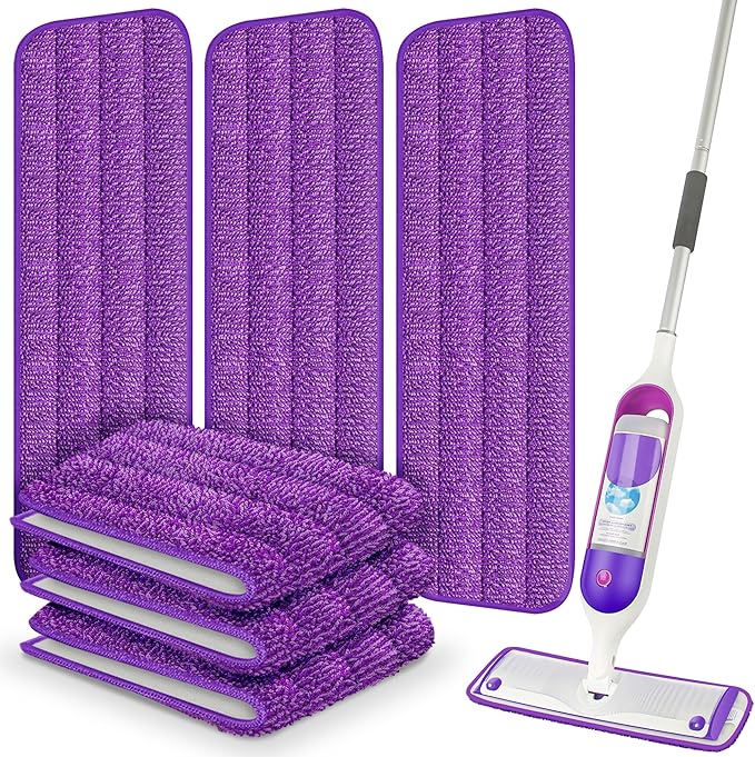 6 Pack Reusable Mop Pads Compatible with Swiffer PowerMop, Wood Floor Pads Microfiber Mop Replacement Refills Machine Washable for All Floor Surfaces