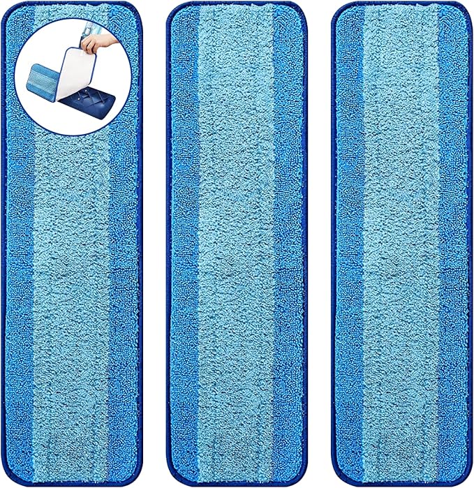3 Pack Microfiber Cleaning Pads for Bona Family of Mops,Washable & Reusable Mop Pads Refill Replacement Safe for Hardwood and Multi-Surfac Floors Have Super-Absorbent