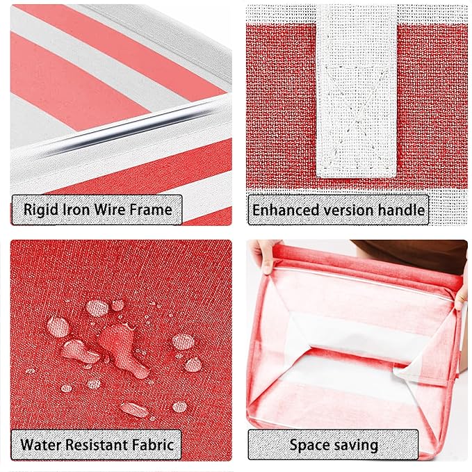 2-Pack Foldable Laundry Basket,Large Laundry Baskets with Handles,Waterproof Laundry Hamper,Collapsible Laundry Hampers for Clothes Organizer 80L (Red)