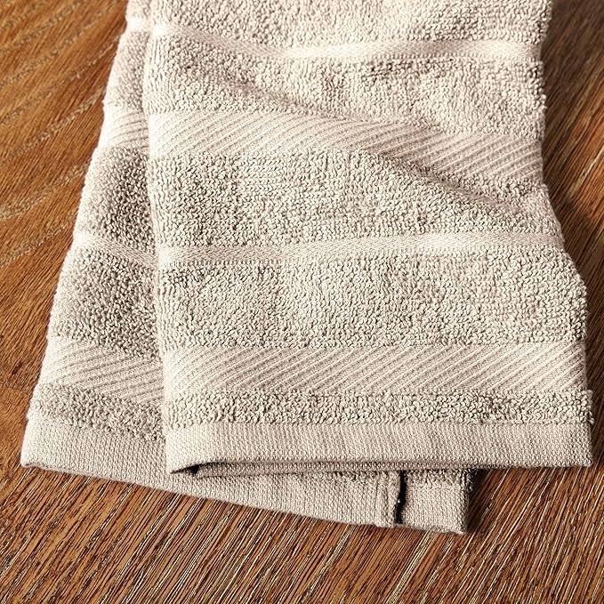 KitchenAid Albany Kitchen Towel 4-Pack Set, Milkshake Tan/White, 16"x26"