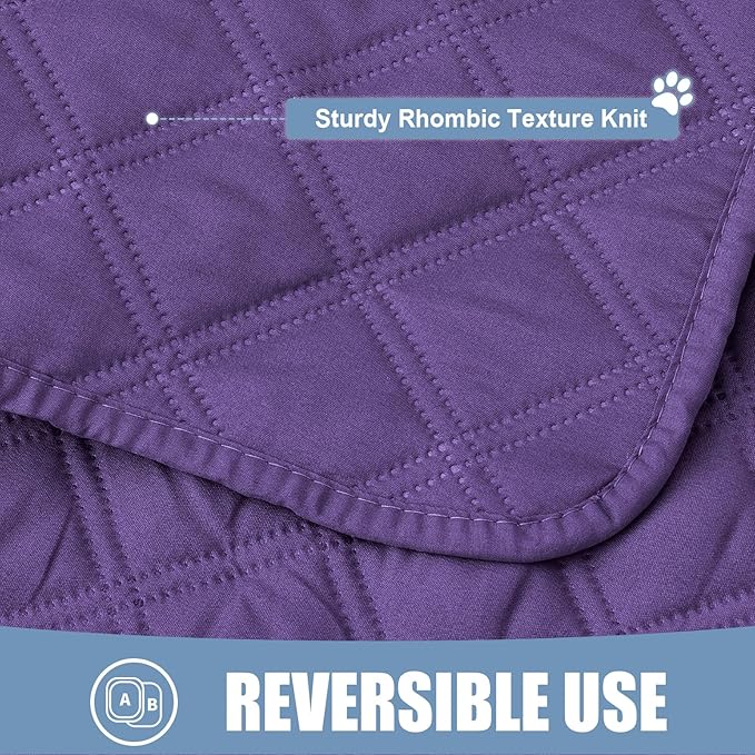 Smiry Waterproof Dog Bed Cover Pet Blanket, Soft Washable Dog Blanket for Furniture Bed Couch Sofa Reversible, Checkered (40"x70", Purple/Purple)