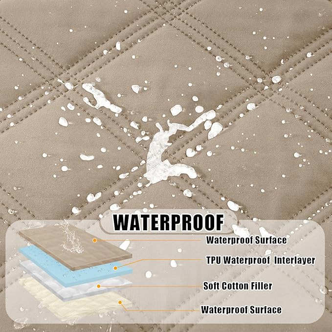 Smiry Waterproof Dog Bed Cover Blanket 68x82, Soft Reversible Pet Blanket, Washable Leakproof Cats Dogs Couch Cover for Sofa, Couch, Furniture, Lattice, Taupe/Beige