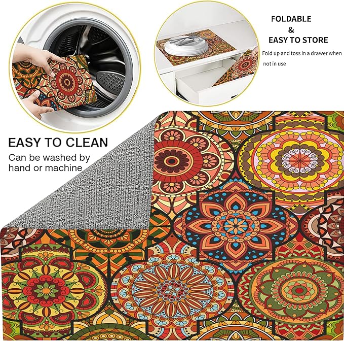 3Pcs Vintage Floral Dish Drying Mat & Kitchen Sink Splash Guard Faucet Mat For Kitchen Counter Absorbent Microfiber Dishes Pad Dish Drainer Rack Mats Fast Dry Kitchen Accessories
