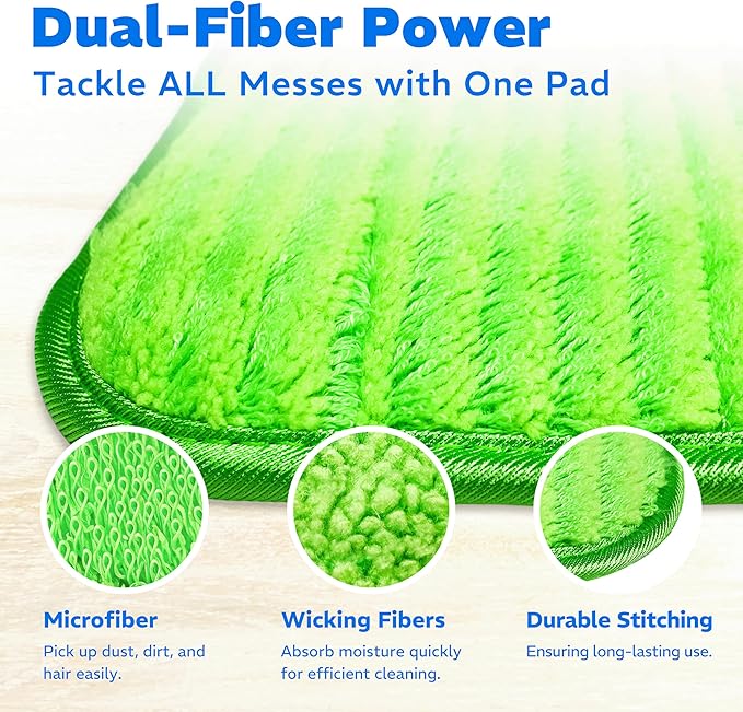 2 Pack Reusable Mop Pads, Compatible with Wet Jet, Wet Pads Refill for WetJet, Microfiber Cloths for Hardwood Floors Cleaning, Machine Washable Mop Pads, Wet Dry Use