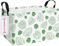 QUEENLALA Rectangular Laundry Hamper/Foldable Nursery Laundry Basket for Organizing/Storage Bin Baskets/Children Toy Office Bedroom/Toy Bin Closet Shelf Baskets (Rec-Green Leaf)