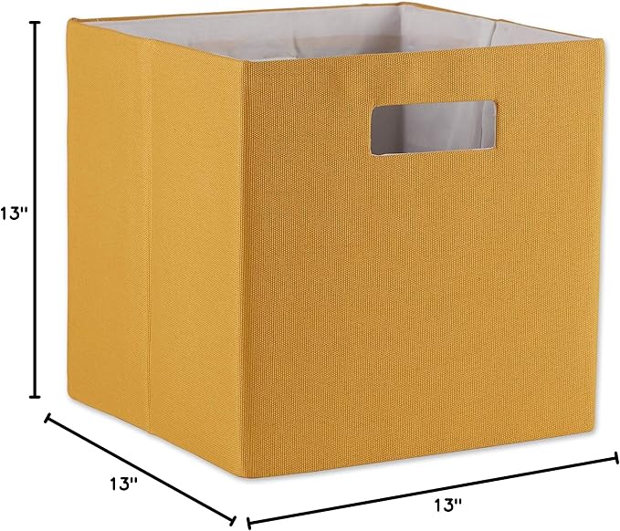 DII Collapsible Polyester Storage Cube, Solid, Lightweight and Durable, Large Square, 13x13x13, Honey Gold