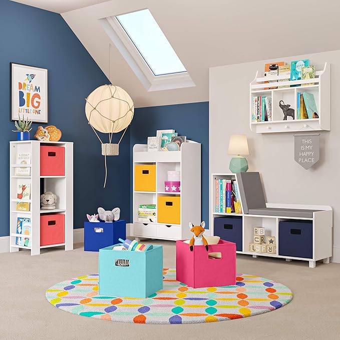 RiverRidge Folding Storage Bins with Handles Blue Cube Storage Organizer for Closet, Bedroom & Playroom - Closet Organizers and Storage Set of 2