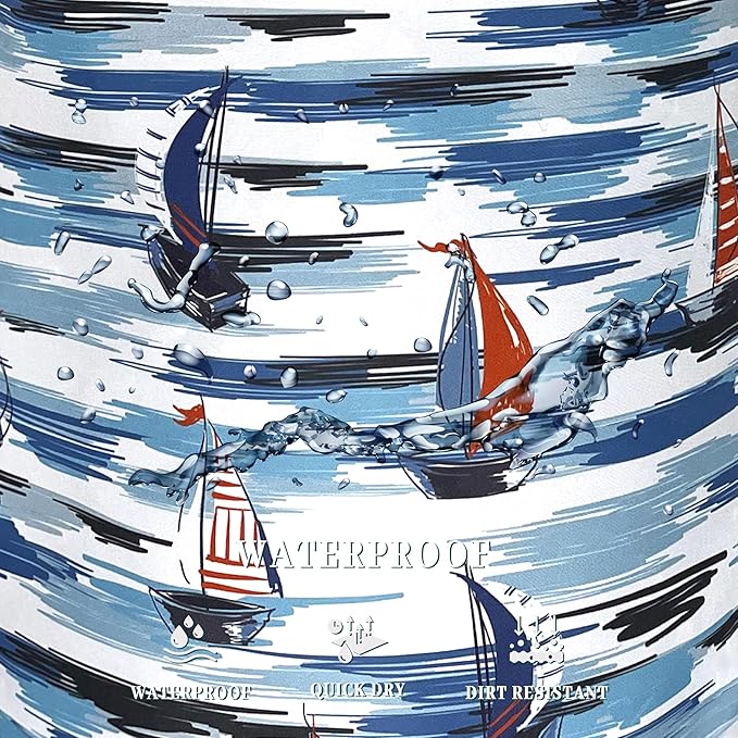 Nautical Laundry Basket Foldable Blue Seafaring Theme Print Laundry Hamper Oxford Cloth Funny Tote Bag Clothes Toy Storage Bucket For Bathroom/Laundry Storage/Bedroom 18.9 x 16.5 Inch