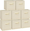 Easi 11 inch Cube Storage Bins, 8 Storage Cube Organizer, Collapsible Fabric storage cubes with Handles, Closet Storage Basket For Organization, Shelf Basket For Shelves Clothes Books, Beige