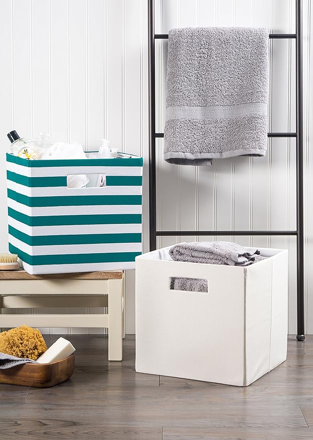 DII Poly-Cube Storage Collection Hard Sided, Collapsible Solid, Large, Off White