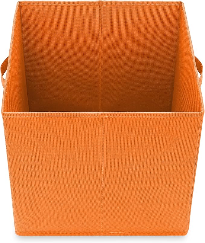 Casafield Set of 6 Collapsible Fabric Cube Storage Bins, Orange - 13" Foldable Cloth Baskets for Shelves, Cubby Organizers & More