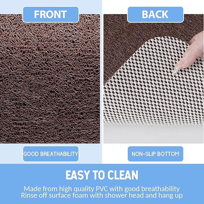 Hargiis Non-Slip Bathtub Mat, Anti Slip Shower Mat, Fast Drying Bathtub Mats, Foot Scrubber Mat, Anti Slip Mat for Tub, Floor, Bathroom, Kitchen, Home, Hotel (Brown 32"×17")