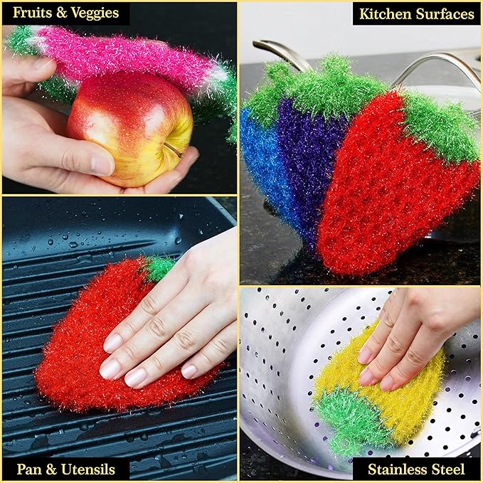 Dish Scrubbie Durable DishScrubber (5 Pc) – Long Lasting, Non-Scratch, Odorless and Reusable KitchenScrubber - All PurposeScrubber for Dishwashing, Cleaning Bathroom and Floors (Variety Pack)