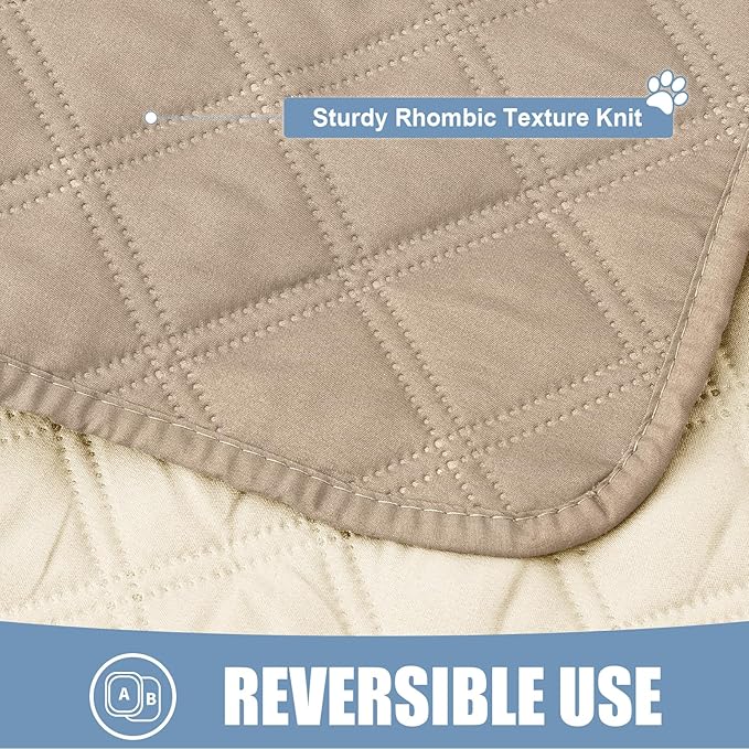 Smiry Waterproof Dog Bed Cover Pet Blanket, Soft Washable Dog Blanket for Furniture Bed Couch Sofa Reversible, Checkered (82"x82", Taupe/Beige)