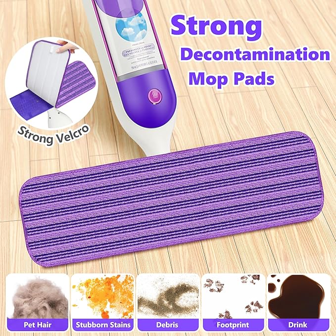 Reusable Mop Pads Compatible with Swiffer PowerMop, Microfiber Mop Pads Refills Mop Heads Replacement for Swiffer Mop Spray Mop Floor Mop, Washable Reusable Floor Mopping Refills, 6 Pack
