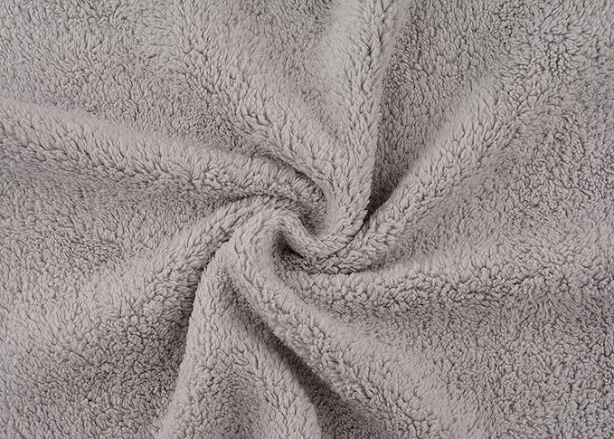 Ultra Soft Edgeless Microfiber Cleaning Towel Pack of 12, All-Purpose Multipurpose Plush 12' x 12' Cleaning Towels, Super Absorbent (Gray)