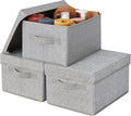 GRANNY SAYS Small Storage Bins with Lids, Fabric Storage Boxes, Shelf Baskets for Closet Organization, Stackable Clothes Storage Bins, Gray, Small, 3-Pack