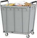 Hoctieon Large Laundry Cart with Wheels, 400L Heavy Duty Laundry Basket Organizer, Rolling Hamper Sorter for Clothes Storage, Industrial Dirty Clothes Hamper for Home & Hotel, Gray