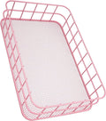 Black Metal Wire Cabinet Organizer Storage, Iron Grid Storage, Tray Net Basket Storage for Office, Home Decoration (Pink)