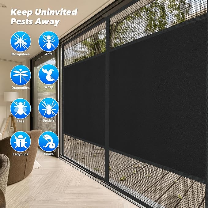 Magnetic Screen Door 36"x82" Blackout – Privacy Protection, Powerful Magnets, Heavy Duty Thicker 265g/㎡ Mesh, Easy Install, Self-Sealing, Pet Tested, Tie Backs, Screen Door Mesh