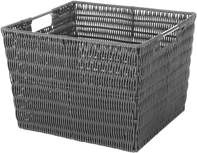Whitmor Rattique Storage Tote Grey