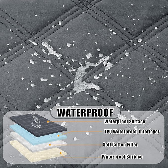 Smiry Waterproof Dog Bed Cover Blanket 68x82, Soft Reversible Pet Blanket, Washable Leakproof Cats Dogs Couch Cover for Sofa, Couch, Furniture, Lattice, Dark Grey/Beige
