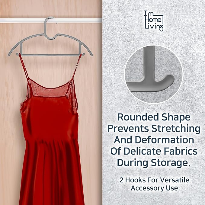 15" Compact Slim & Slimlink Interlocking Clothes Hangers, Space-Saving Lightweight Plastic Hangers for Small Closets, Dorms, Apartments, Travel, RVs & Petite Clothing (Gray, 50)