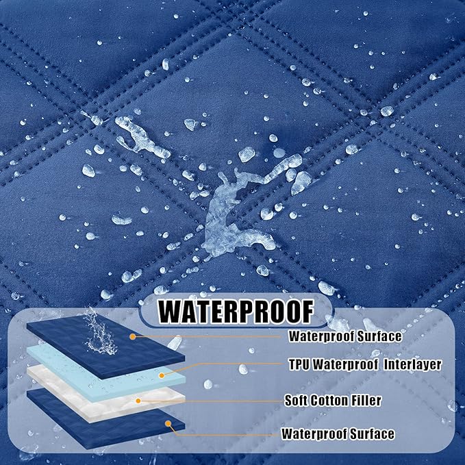 Smiry Waterproof Dog Bed Cover Blanket 40x50, Soft Reversible Pet Blanket, Washable Leakproof Cats Dogs Couch Cover for Sofa, Couch, Furniture, Lattice, Navy/Navy