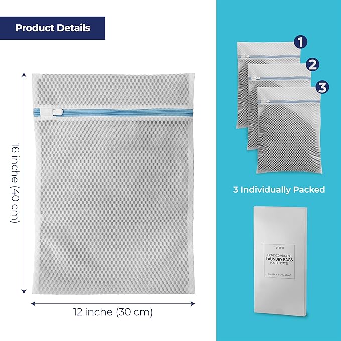 Laundry Bags for Delicates,3Pcs, Honeycomb Mesh,12 x 16 Inches