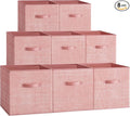 SONGMICS Storage Cubes, 13 x 13 x 13 Inches Non-Woven Fabric Bins with Double Handles, Set of 8, Closet Organizers for Shelves, Foldable, for Clothes, Jelly Pink UROB833R01