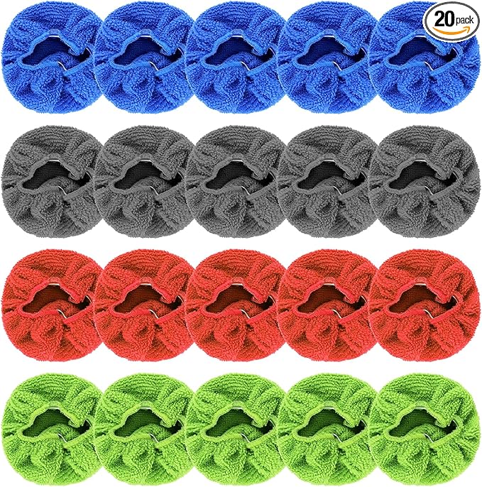 wuyaoyao 20PCS Car Windshield Cleaning Tool Bonnets, Microfiber Cleaning Cloth for Windshield Cleaning Tool, Replaced Car Care Microfiber Windshield Cleaner Cloths Pad, Fits 3" Plate (20PCS)