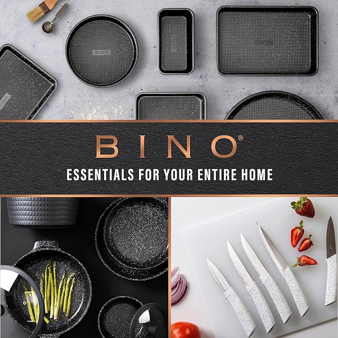 BINO l Plastic Storage Baskets, Large - Grey l THE BLOSSOM COLLECTION l Multi-Use Organizer Bin l Built-in Handles l Plastic Woven Basket for Organizing l Pantry & Home Organizing Basket