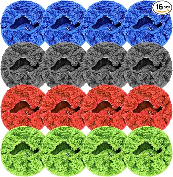 wuyaoyao 16PCS Car Windshield Cleaning Tool Bonnets, Microfiber Cleaning Cloth for Windshield Cleaning Tool, Replaced Car Care Microfiber Windshield Cleaner Cloths Pad, Fits 3" Plate (16PCS)