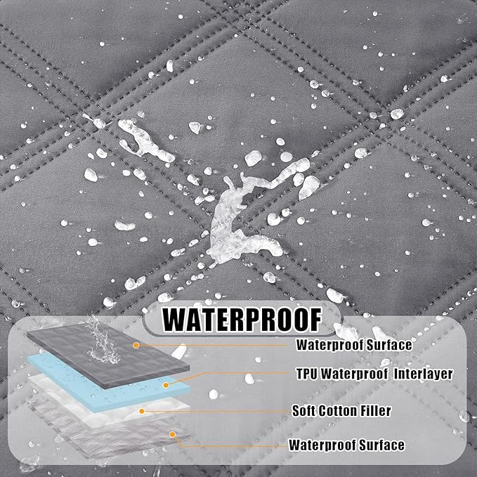 Smiry Waterproof Dog Bed Cover Blanket 52x82, Soft Reversible Pet Blanket, Washable Leakproof Cats Dogs Couch Cover for Sofa, Couch, Furniture, Lattice, Grey/Light Grey