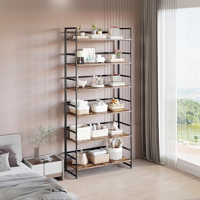 BHG Vintage Multifunctional Folding Bookshelf, No-Assembly Plant Stand Storage Rack Shelves for Home Office