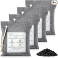 CLEVAST Bamboo Charcoal Air Purifying Bags - (Large, 4×200g), Removes Odors and Moisture, Nature Fresh Air Purifier Bags, Odor Eliminator for Home, Car, Pets, Bathroom, Basement