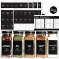 SAVVY & SORTED Black Spice Labels for Jars, 148 Preprinted Organizing Stickers Designed for Spices Storage Glass Bottles for Herbs Seasonings, Kitchen Pantry Organization